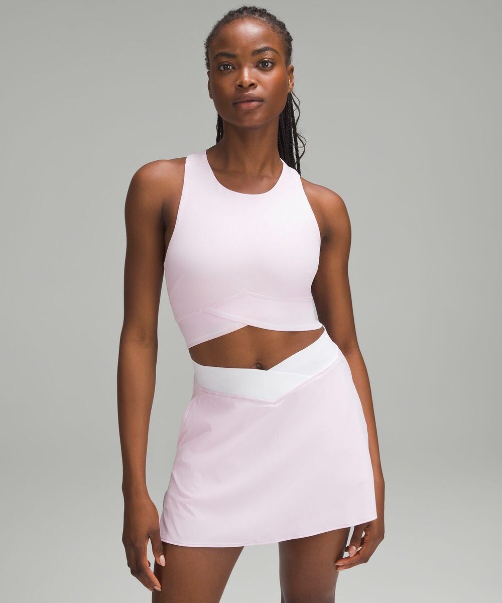 Lululemon V-waist Cropped Tennis Tank Top Meadowsweet Pink/White - 2